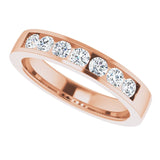 14K Gold Lab-Grown Diamond Channel-Set Seven-Stone Band - Rose Gold - view 15