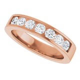 14K Gold Lab-Grown Diamond Channel-Set Seven-Stone Band - Rose Gold - view 15