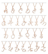14K Gold Round Natural Diamond Initial Necklace or Pendant - Rose Gold - view 2