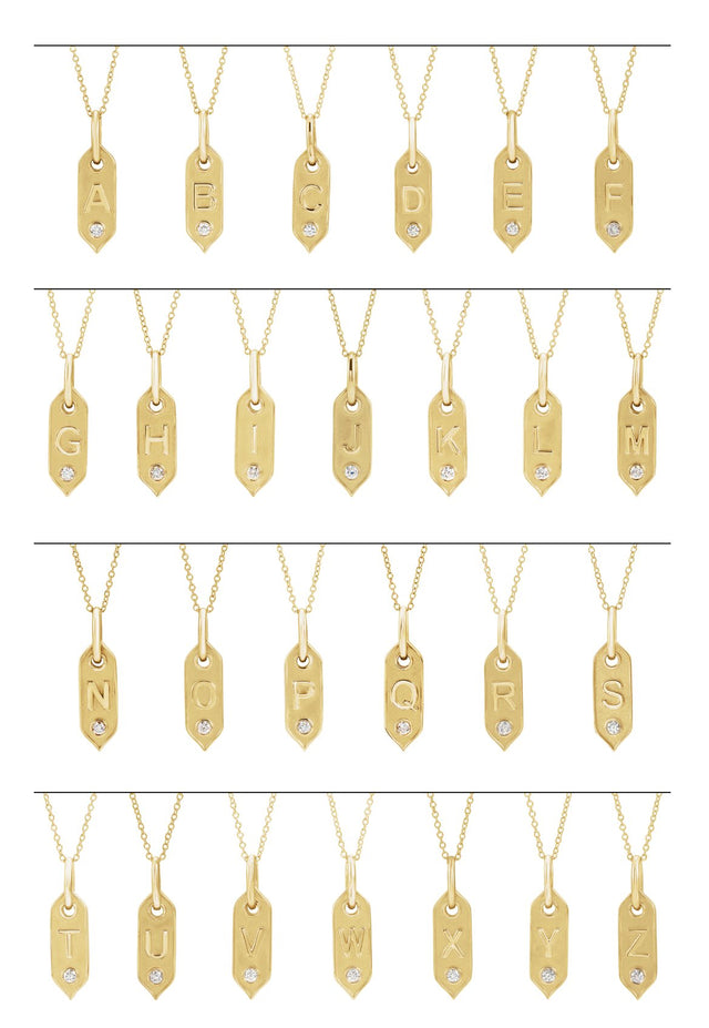14K Gold Round Natural Diamond Initial Necklace - Rose Gold - view 2