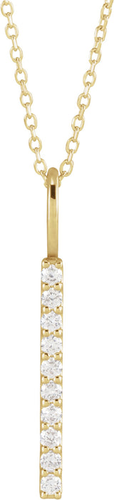 14K Gold Round Lab-Grown Diamond Vertical Bar Necklace or Pendant - Yellow Gold