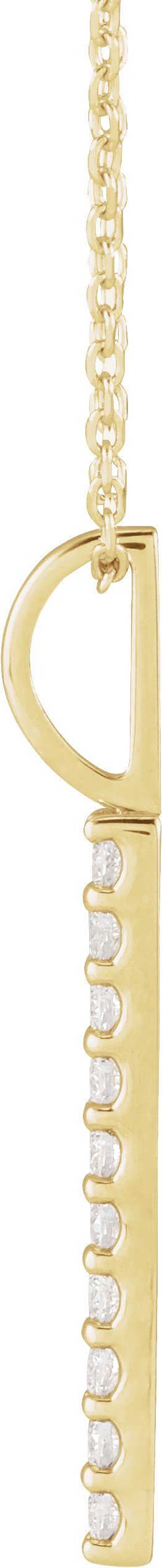 14K Gold Round Natural Diamond Vertical Bar Necklace or Pendant – 1.7mm Stones - Yellow Gold - view 2