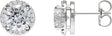 Platinum Natural Diamond Round Halo-Style Low Stud Earrings