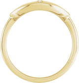 14K Gold Round Natural Diamond Accented Initial Signet Ring - Yellow Gold - view 2