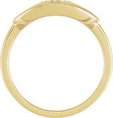 14K Gold Round Natural Diamond Accented Initial Signet Ring - Yellow Gold - view 2