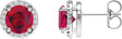 Platinum Lab-Grown Ruby Round Halo-Style Low Stud Earrings
