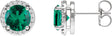 Platinum Lab-Grown Emerald Round Halo-Style Low Stud Earrings