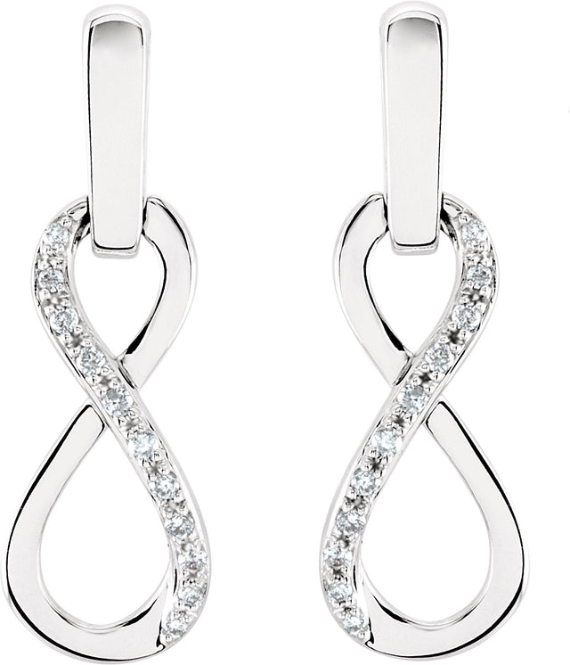 14K Gold Round Natural Diamond Infinity-Inspired Earrings - White Gold - view 2