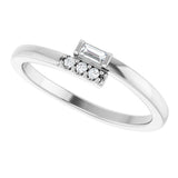 Platinum Straight Baguette Natural Diamond Stackable Ring – 3x1.5mm - view 5