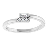 Platinum Straight Baguette Natural Diamond Stackable Ring – 3x1.5mm - view 3