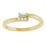 14K Gold Straight Baguette Natural Diamond Stackable Ring – 3x1.5mm - Yellow Gold - view 3