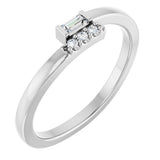 14K Gold Straight Baguette Natural Diamond Stackable Ring – 3x1.5mm - White Gold
