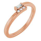 14K Gold Straight Baguette Natural Diamond Stackable Ring – 3x1.5mm - Rose Gold