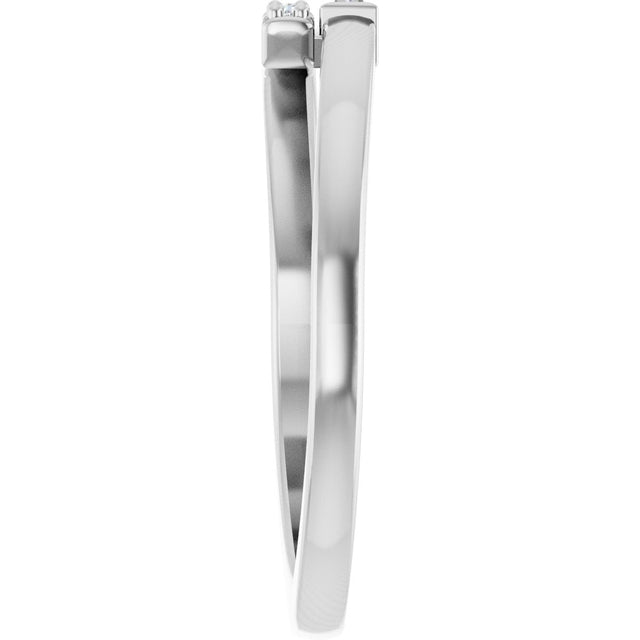 Platinum Straight Baguette Natural Diamond Stackable Ring – 3x1.5mm - view 4