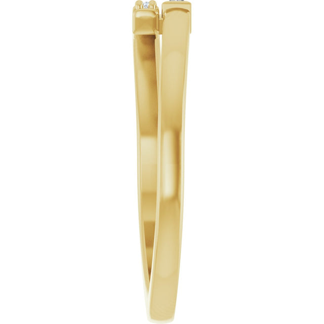 14K Gold Straight Baguette Natural Diamond Stackable Ring – 3x1.5mm - Yellow Gold - view 4