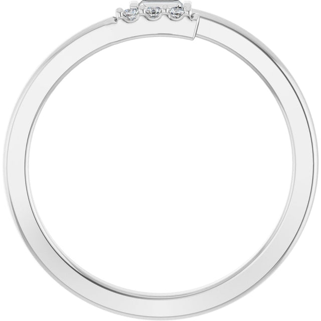 Platinum Straight Baguette Natural Diamond Stackable Ring – 3x1.5mm - view 2