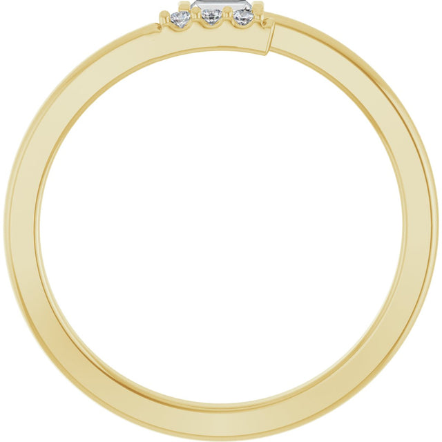 14K Gold Straight Baguette Natural Diamond Stackable Ring – 3x1.5mm - Yellow Gold - view 2