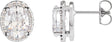 Platinum Natural Diamond Oval 4-Prong Halo-Style Low Stud Earring
