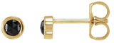 14K Gold Natural Black Diamond Round Bezel-Set Rose-Cut Stud Earrings - Yellow Gold