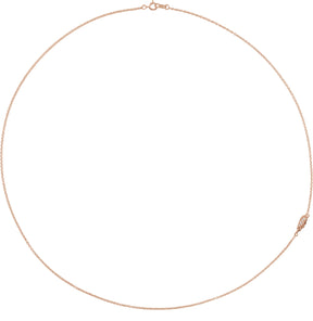 14K Gold Round Natural Diamond Off-Center Angel Wing Necklace - Rose Gold