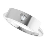 Platinum Round Natural Diamond Engravable Heart Ring - view 5
