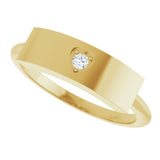 14K Gold Round Natural Diamond Engravable Heart Ring - Yellow Gold - view 5