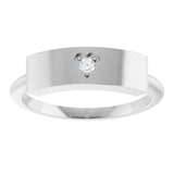14K Gold Round Natural Diamond Engravable Heart Ring - White Gold - view 3