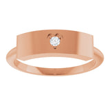 14K Gold Round Natural Diamond Engravable Heart Ring - Rose Gold - view 3