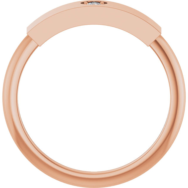 14K Gold Round Natural Diamond Engravable Heart Ring - Rose Gold - view 2