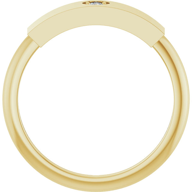 14K Gold Round Natural Diamond Engravable Heart Ring - Yellow Gold - view 2