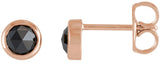 14K Gold Natural Black Diamond Round Bezel-Set Rose-Cut Stud Earrings - Rose Gold