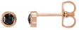 14K Gold Natural Black Diamond Round Bezel-Set Rose-Cut Stud Earrings - Rose Gold