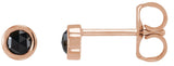 14K Gold Natural Black Diamond Round Bezel-Set Rose-Cut Stud Earrings - Rose Gold