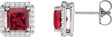 Platinum Lab-Grown Ruby Natural Diamond Square 4-Prong Halo-Style Earring