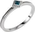 14K Gold Square Lab-Grown Emerald Family Stackable Ring – 2.5x2.5mm - White Gold