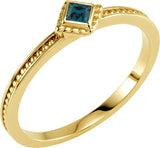 14K Gold Square Lab-Grown Emerald Family Stackable Ring – 2.5x2.5mm - Yellow Gold