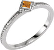 14K Gold Square Natural Citrine Family Stackable Ring – 2.5x2.5mm - White Gold