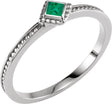 14K Gold Square Natural Emerald Family Stackable Ring – 2.5x2.5mm - White Gold