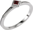 14K Gold Square Natural Mozambique Garnet Family Stackable Ring – 2.5x2.5mm - White Gold