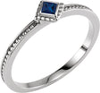 14K Gold Square Natural Blue Sapphire Family Stackable Ring – 2.5x2.5mm - White Gold