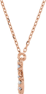 14K Gold Round Natural Diamond Initial Necklace – up to 0.08 CTW - Rose Gold - view 3
