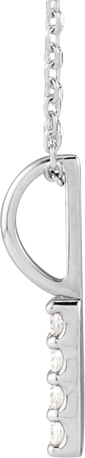Platinum Round Natural Diamond Vertical Bar Necklace or Pendant - view 2