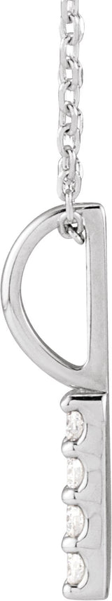 14K Gold Round Natural Diamond Vertical Bar Necklace or Pendant - White Gold - view 2