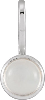 Platinum Round Natural Rainbow Moonstone Cabochon Pendant