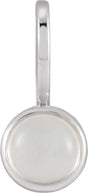Platinum Round Natural Rainbow Moonstone Cabochon Pendant