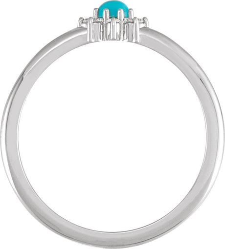 Platinum Round Natural Turquoise Halo-Style Ring - view 2