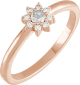 14K Gold Round Natural Diamond Halo-Style Ring – 3mm Stones - Rose Gold
