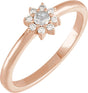 14K Gold Round Natural Diamond Halo-Style Ring – 3mm Stones - Rose Gold