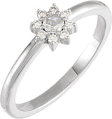 Platinum Round Natural Diamond Halo-Style Ring – 3mm Stones
