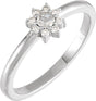 Platinum Round Natural Diamond Halo-Style Ring – 3mm Stones